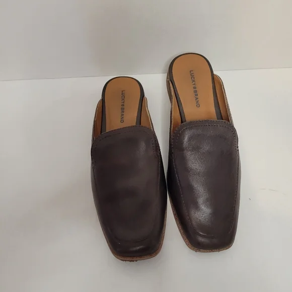 Lucky Brand brown leather slide on loafers women size 8M - Picture 2 of 10